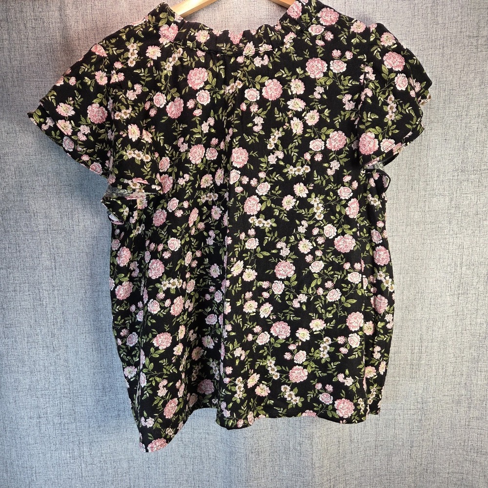 Who What Wear Linen Blend Floral Spring Blouse Top Women Medium Boho